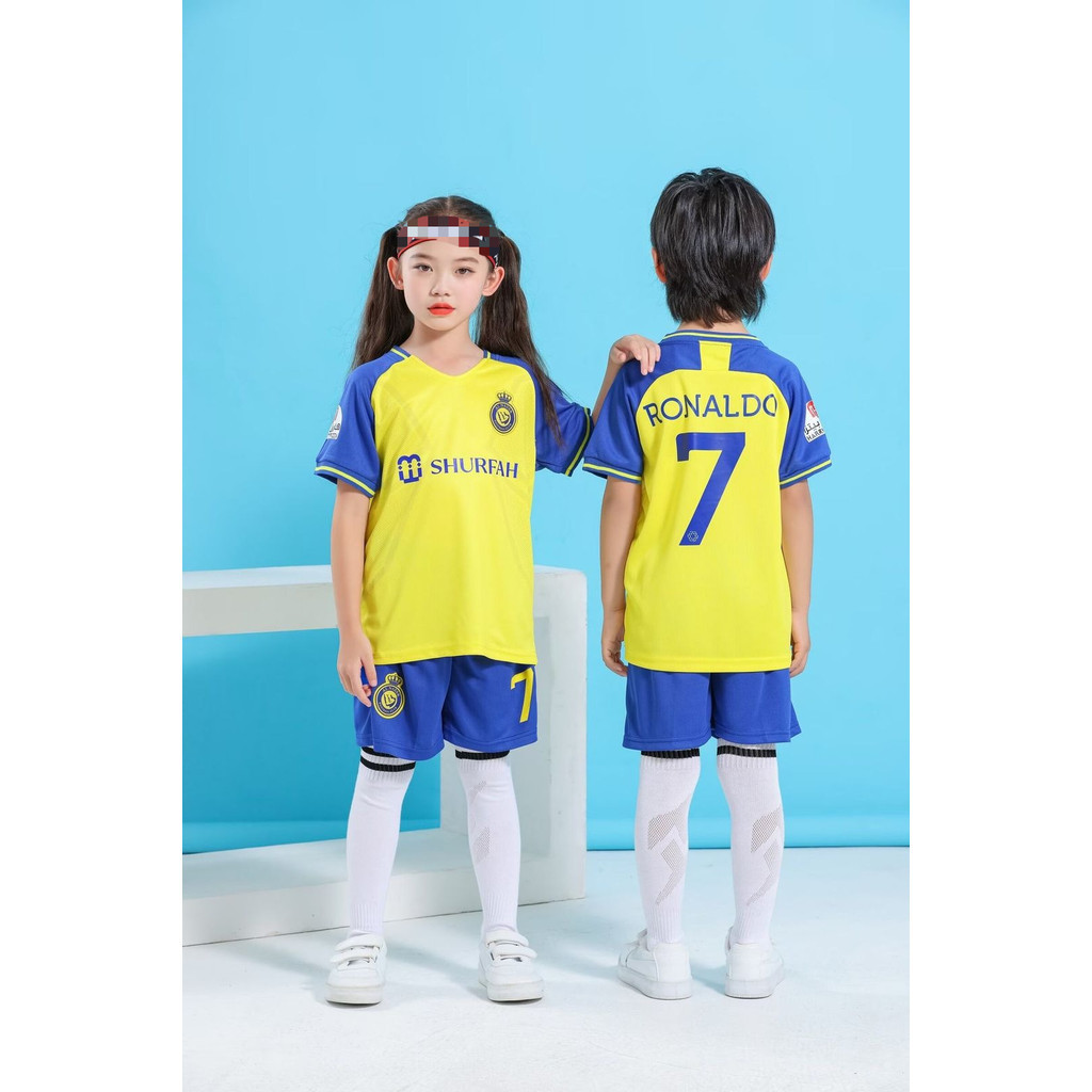 AL NASSR ชุดฟุตบอลเด็กเสื้อฟุตบอลเด็กอายุ 1-15 ปี