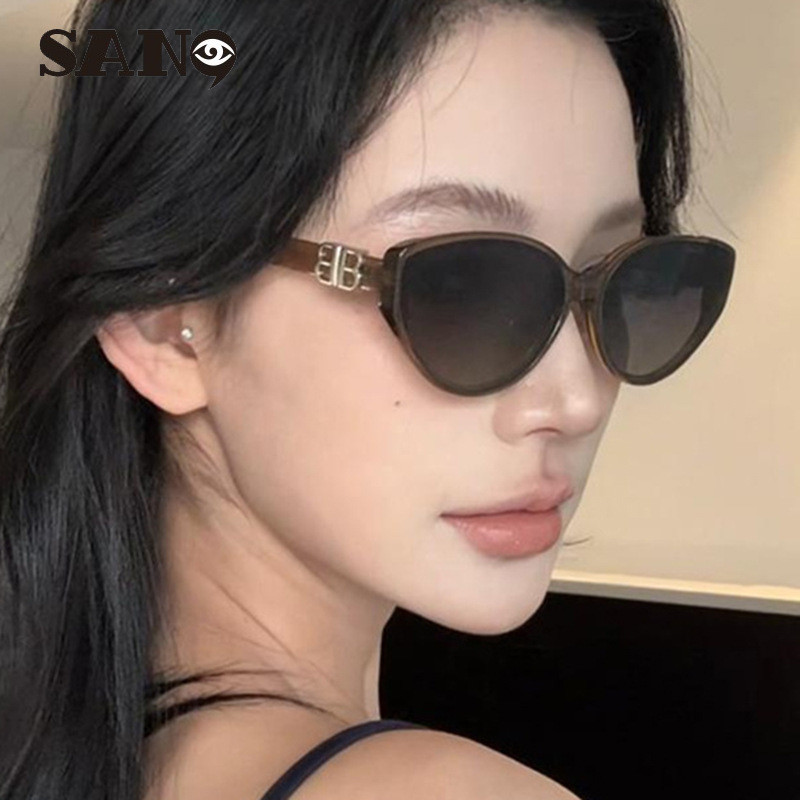 แว่นกันแดดสไตล์เกาหลีแบบแคทอาย สำหรับสุภาพสตรี ป้องกันรังสี UV