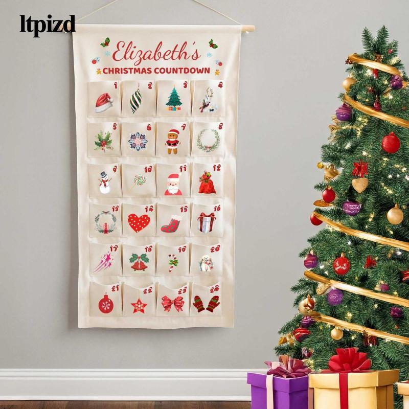 Garende Christmas Advent Calendar 2025 กระเป๋าแขวนสําหรับห้องนั่งเล่นห้องนอนห้องเรียน