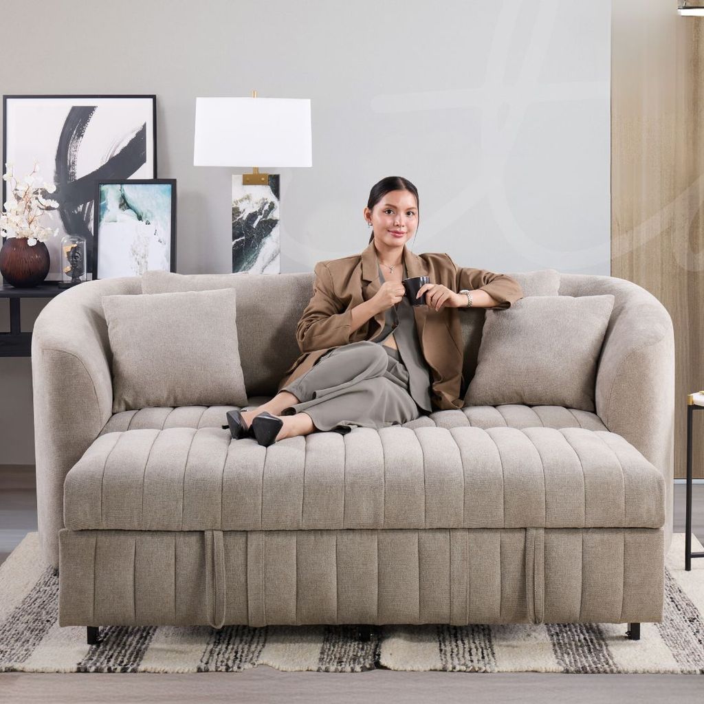 SB Design Square โซฟาเบด 3 ที่นั่ง รุ่น Renita สีเทา (203x97x90 ซม.)  แบรนด์ SOFA SOLUTIONS