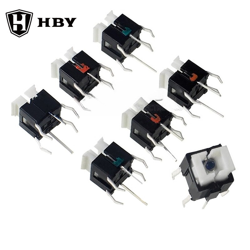 10 ปุ่มไฟ 6x6x7 สวิตช์ไฟ Tact พร้อมไฟ LED สีแดง/น้ําเงิน/ขาว/เขียว