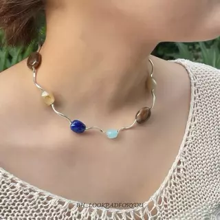 สร้อยคอลูกปัด หิน สร้อยคอวินเทจ ใส่เที่ยว ทะเล คาเฟ่ น่ารักๆ (พร้อมส่ง)