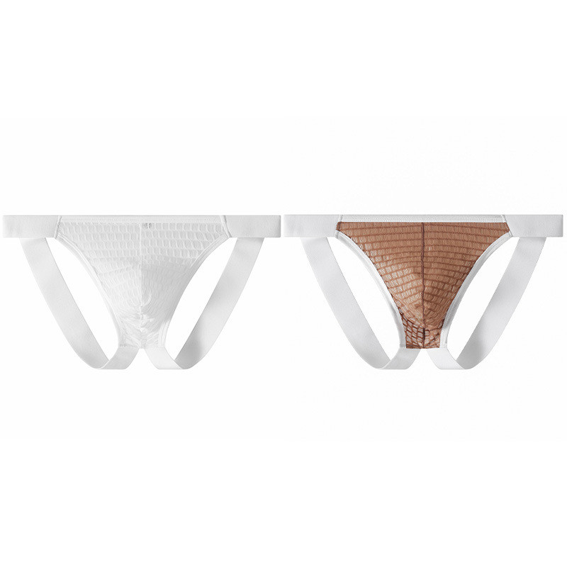 กางเกงผู้ชายตาข่ายโปร่ง เอวต่ำ สไตล์เซ็กซี่ สีทอง ระบายอากาศดี - รูปที่ 5