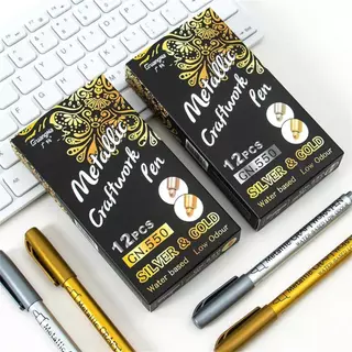 1 ชิ้น ปากกามาร์คเกอร์สีเมทัลลิก 1.5 มม. ทองเงิน กันน้ำ เขียนโลหะ ปากกาลายเซ็น งานศิลปะ DIY
