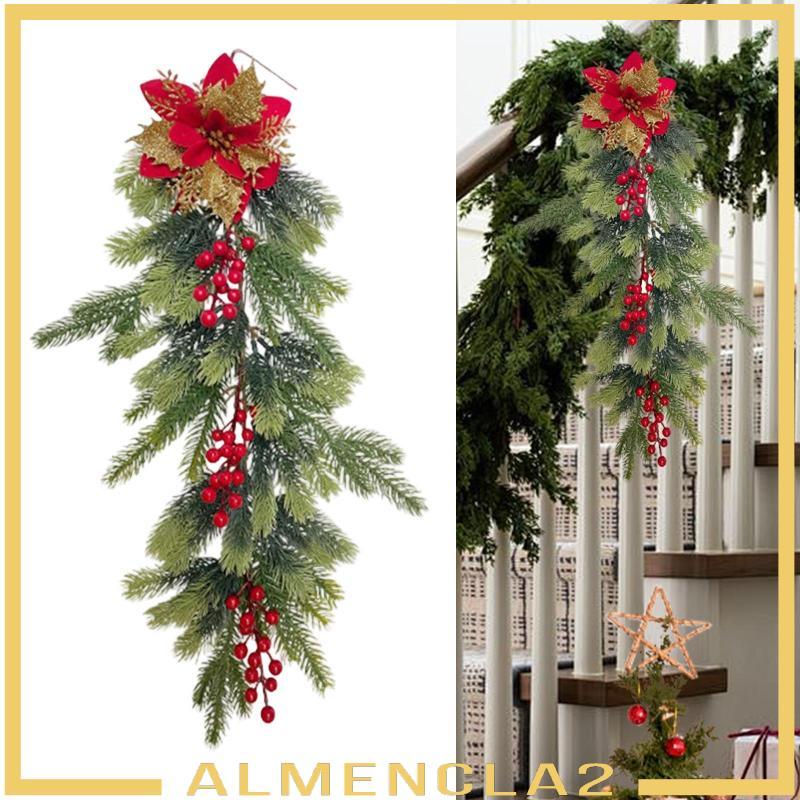 [Almencla2] ประดิษฐ์คริสต์มาส Teardrop Swag Greenery Pine พวงหรีดแขวน Garland ประตู Swag สําหรับ Man