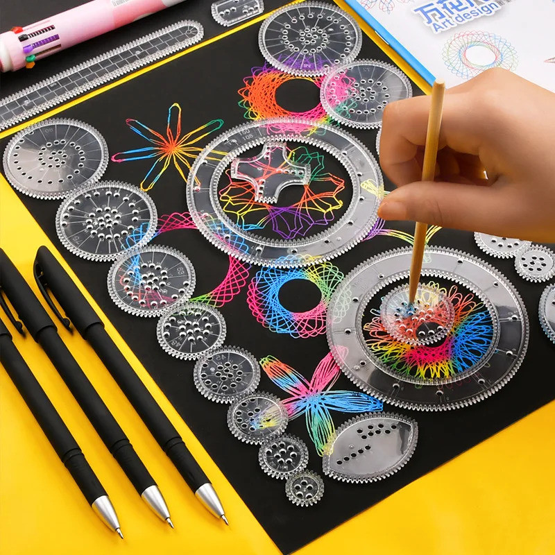 Funny Spirograph Drawing Toys Set Montessori Education Geometric Ruler Toys Drawing Accessories Crea