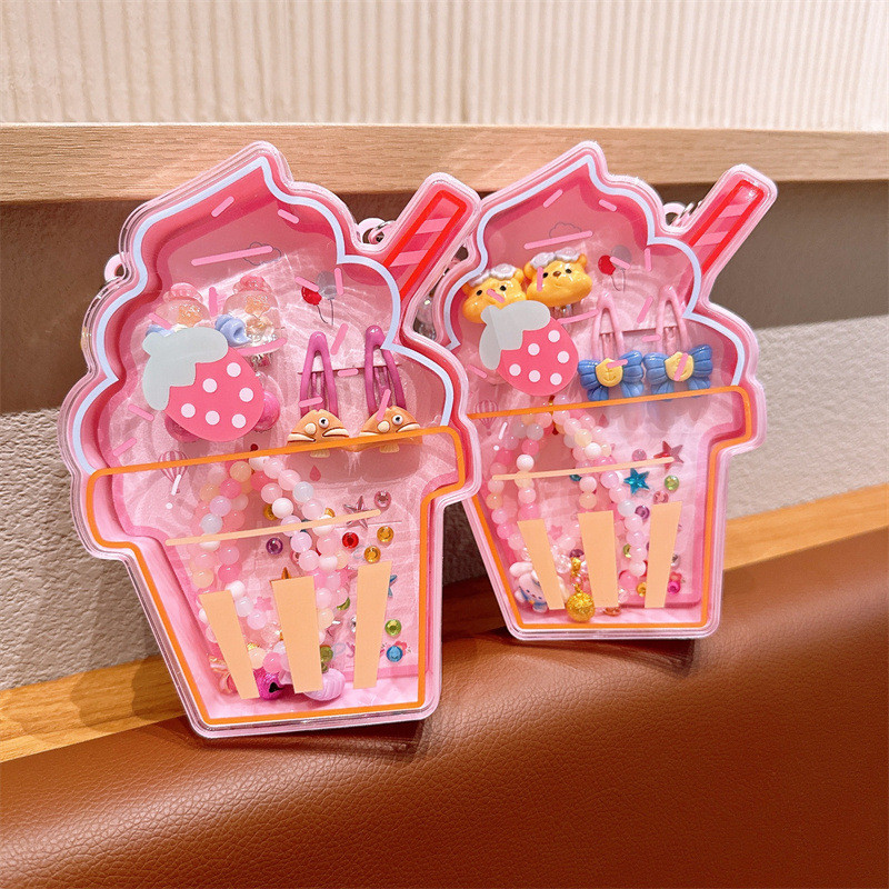 เด็กลูกปัดสร้อยคอเครื่องประดับ High-End ชุดกล่องของขวัญเด็กผู้หญิง Hairpin ต่างหูเครื่องประดับของขวั