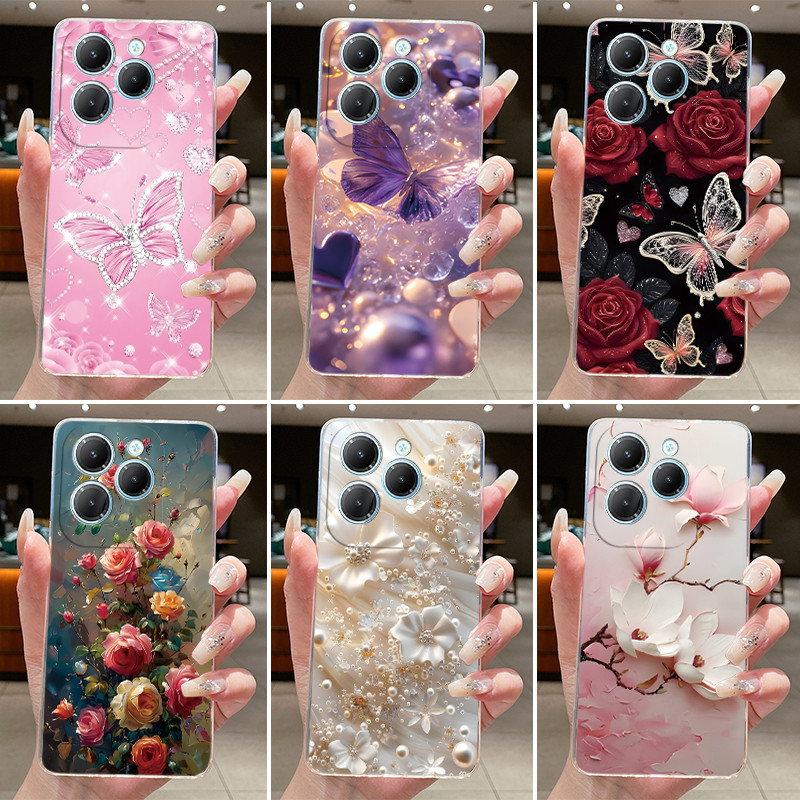 สําหรับ Tecno Spark 20 Pro กรณี 4G 5G หรูหราความงามผีเสื้อดอกไม้ซิลิโคน Jelly ปกหลัง KJ6 KJ8 Techno 