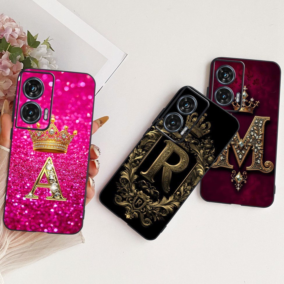 Motorola Moto G96 เคสซิลิโคนหรูหรา AZ ตัวอักษร Cool Crown ปลอกอ่อน Motorola G96 Moto G96