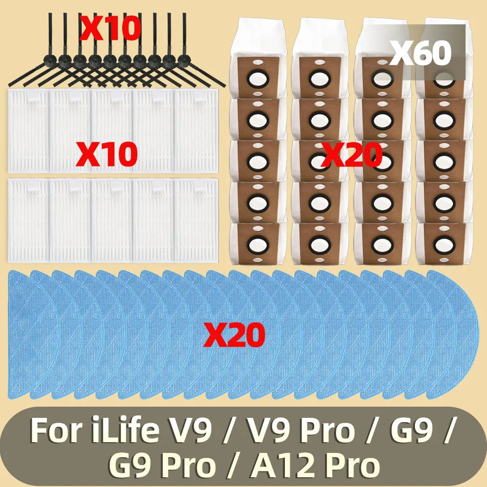 อุปกรณ์เสริมสําหรับ iLife V9 / V9 Pro / G9 / G9 Pro / A12 Pro ชิ้นส่วนสูญญากาศ Mop ผ้าถุงเก็บฝุ่นกรอ