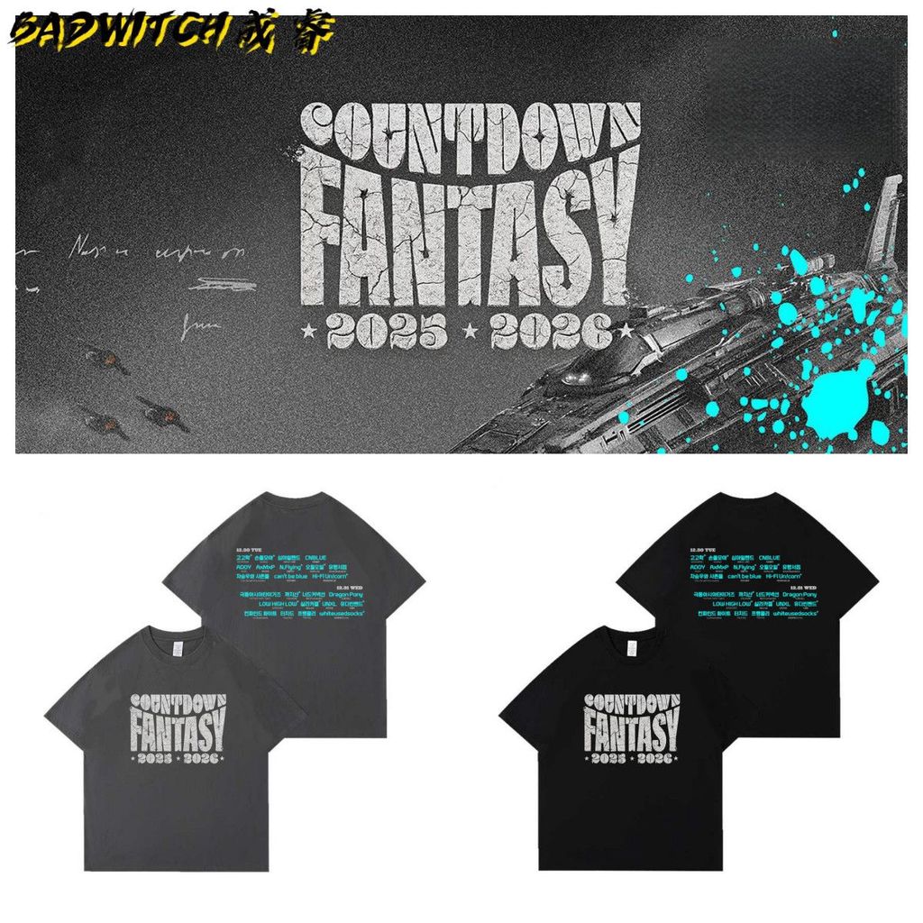 2025 FNC KINGDOM รอบคอผ้าฝ้าย T แขนสั้น Casual Top Man/ผู้หญิงเสื้อคู่สั้น