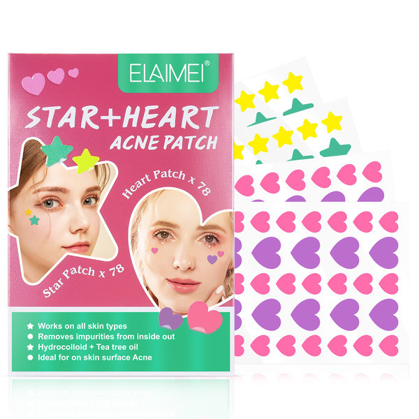 แผ่นแปะสิว แผ่นแปะสิว bk เอไลไม ดาวแพทช์กําจัดสิวพีชหัวใจสีแพทช์สิวหลายรูปร่างแบบพกพาที่มองไม่เห็นโป