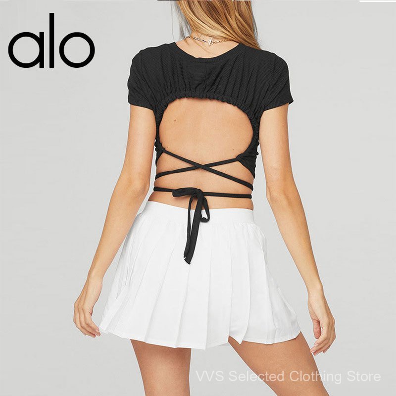 Alo Yoga Yoga Clothes Summer Women Fitness Tops Pilates Training Clothes Running Short-Sleeved Summe