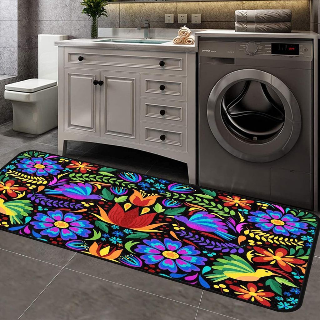 Floral Mexican Birds Kitchen Rugs Indoor Outdoor Non Slip Kitchen Floor Mats Area Rugs Runner Rug La