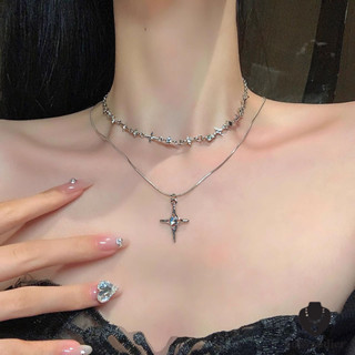 CODส่งเร็ว⚡สร้อยคอรูปไม้กางเขน Zircon สำหรับผู้หญิง โซ่กระดู…