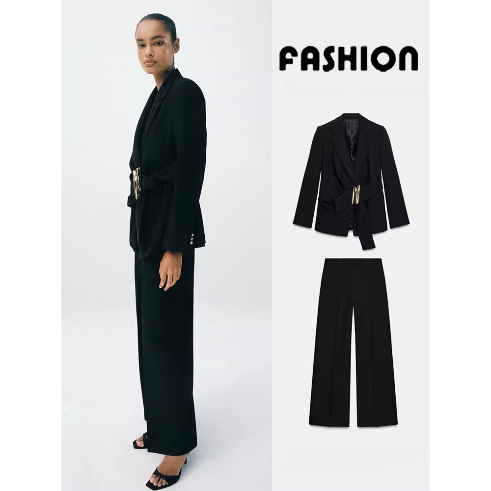 ZARA สินค้าใหม่ เบลเซอร์ผู้หญิง 9363590 กางเกงทรงตรงเอวสูง800 9350590 800