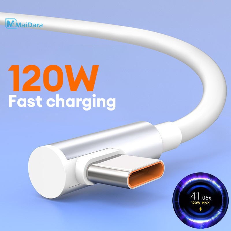 สายชาร์จเร็ว ชาร์จ for/Type C มุม90องศา สายชาร์จหัวโค้ง 120W/67W Data Cable ชาร์จเร็ว ทนทาน