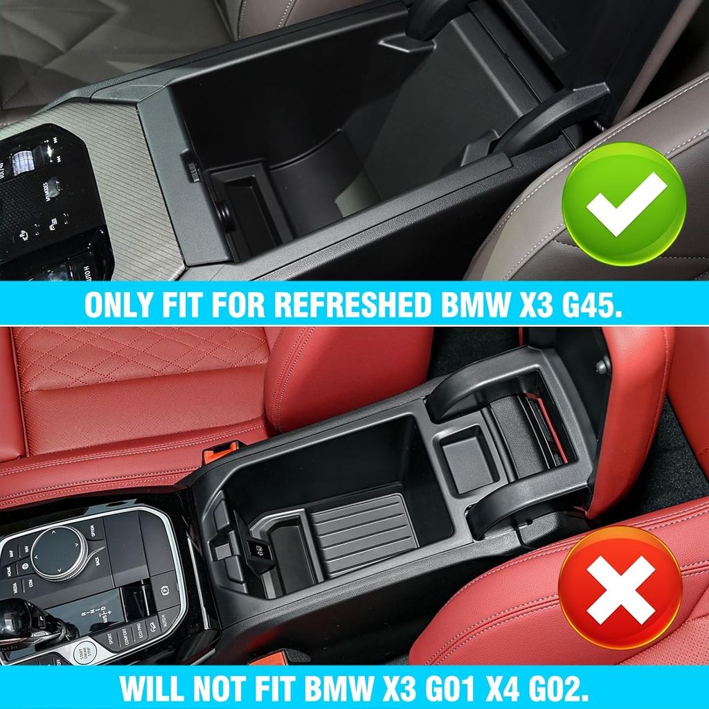 Jaronx ใช้งานร่วมกับ BMW X3 คอนโซล 2025, Refresh Center คอนโซลสําหรับ X3 G45, Armrest Organizer ถาดส
