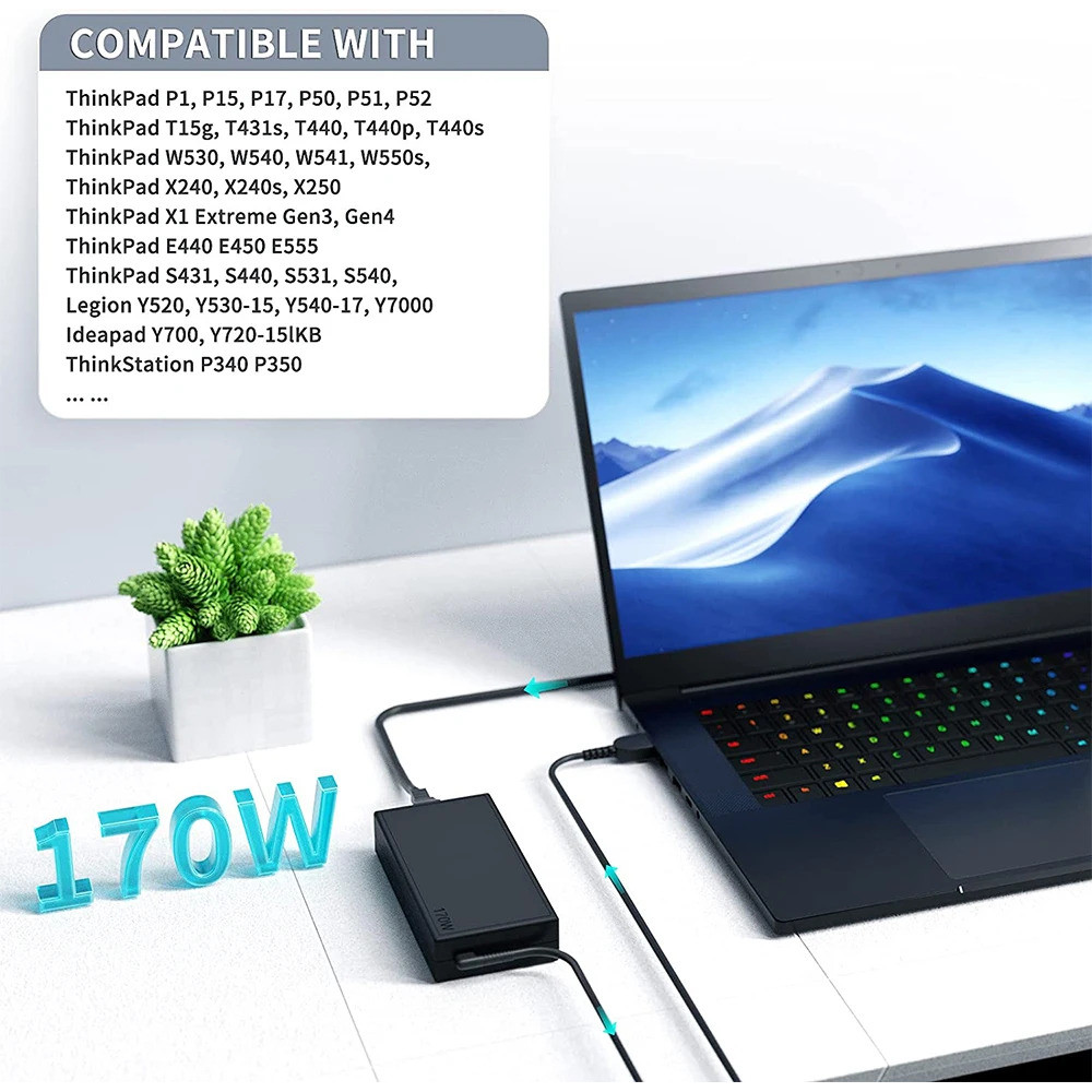 Thinkpad Charger สําหรับ Lenovo Thinkpad P1 P15 P17 T15g T15p P16 P16v P15v P50 P52 P53 P70 P73 W540