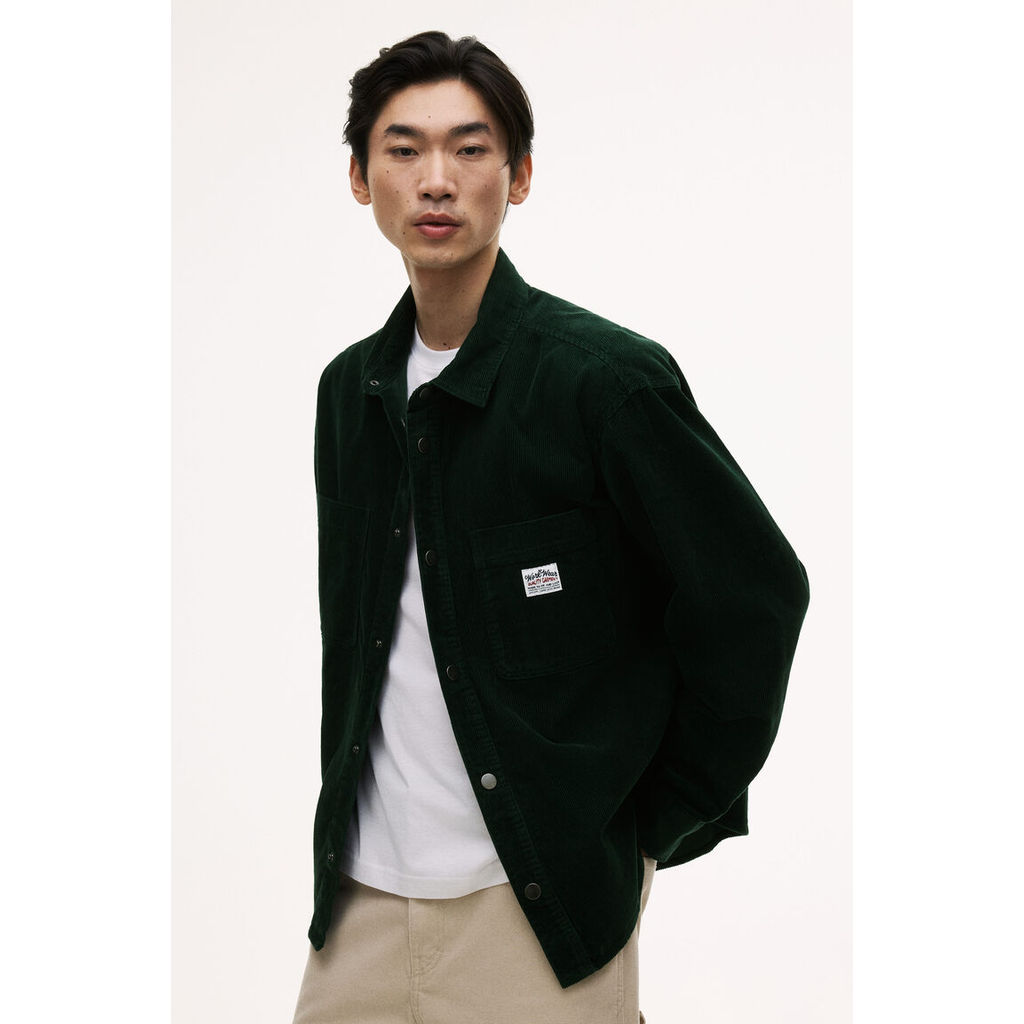 H&M(เอชแอนด์เอ็ม) เสื้อเชิ้ตผ้าคอร์ดูรอยส์ผ้าฝ้ายทรงโอเวอร์ไซส์ Men Oversized cotton corduroy shirt 1296200_1