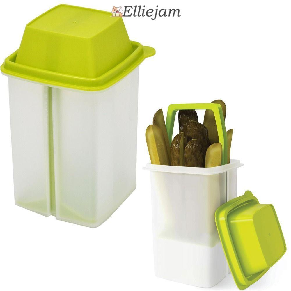 ELLIEJAM ภาชนะดองพร้อมที่กรอง, โถดองปลอดสาร BPA แบบใช้ซ้ําได้, ที่ใส่ดองคุณภาพสูงพร้อมฝาปิด Mess-Fre