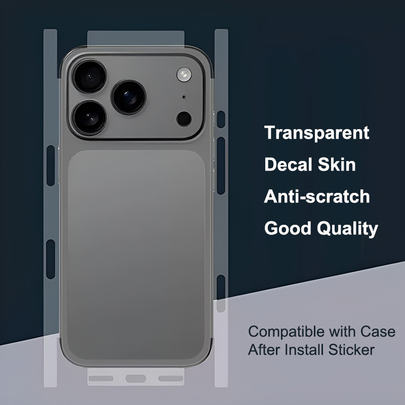 โปร่งใส Matte และสติกเกอร์ใสสําหรับ iPhone 17 Pro Max IP17Pro Decal ผิวด้านหลัง Protector พร้อมฟิล์มชายแดน