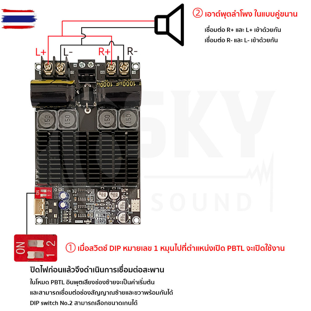 SKYSOUND แอมป์จิ๋ว ZK 2001แท้ แอมป์จิ๋วแรงๆ แอมป์ขัเส TPA3221 100W+100W DC 18-30v แอมป์ขัซั 2001 แอม