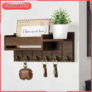 [pugwsl] ที่วางกุญแจติดผนังไม้ตกแต่งที่วางจดหมายชนบทสําหรับห้องครัวหอพักห้องโถง