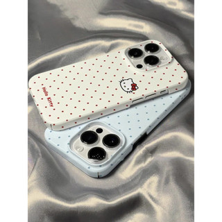 การ์ตูนการ์ตูนแมว Polka Dot เหมาะสําหรับ iPhone Hard Shell 16 15 17 ProMax XR XS 11ProMax 13Pro 12ProMax 17AIR XSMAX 14ProMax 7 8 Plus 17Pro Shock-proof Matte เคสโทรศัพท์
