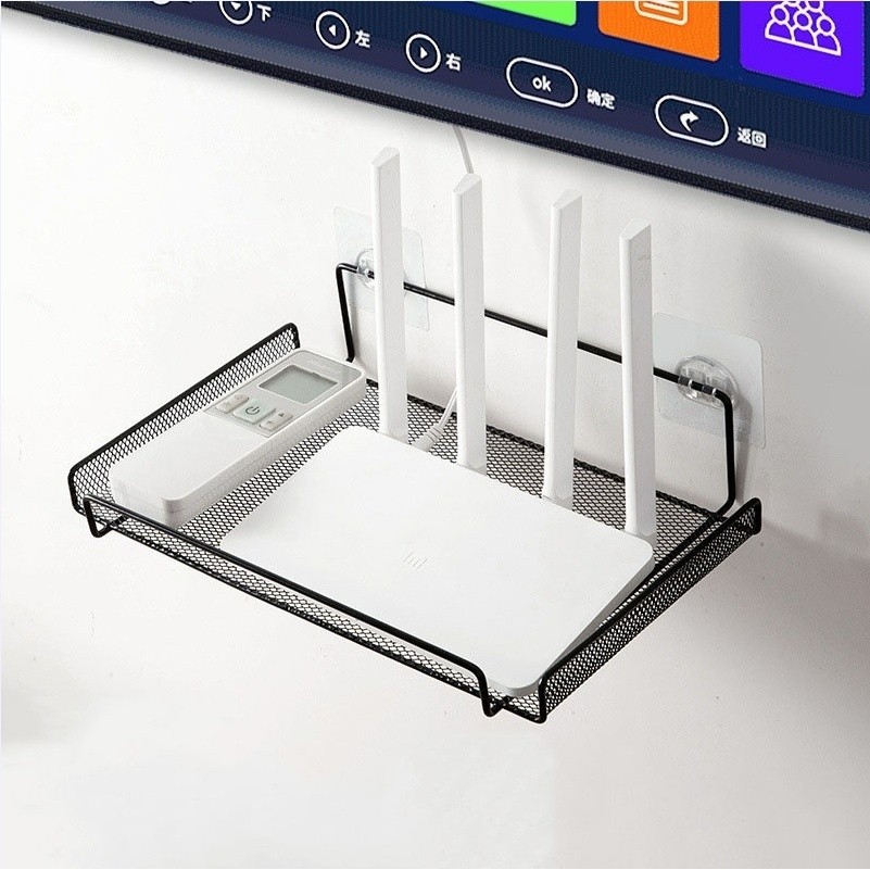 ที่วางเราเตอร์ ชั้นวางติดผนัง ที่วางกล่องไวไฟ ดีไซน์กลวง ไม่ต้องเจาะ - รูปที่ 2