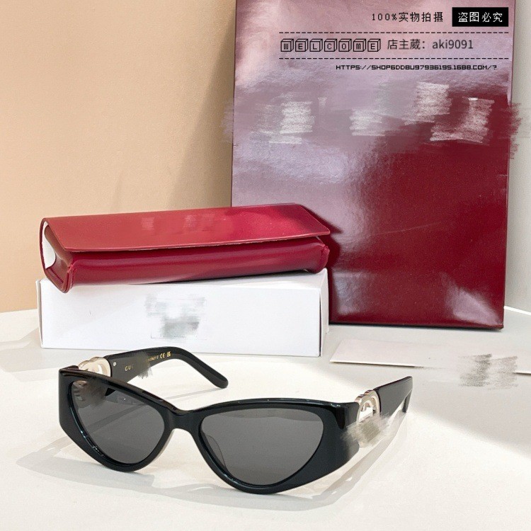 0K5Y GU# European and American Style Cat Eye Sunglasses for Women Celebrity Style Fashionable Double