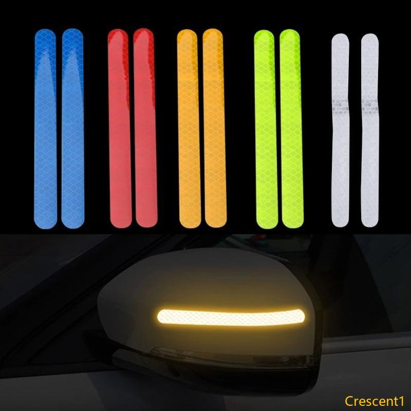 Crescent1 2 ชิ้นชุดรถ Reflector สติกเกอร์หลายสีกระจกมองหลังรถยนต์แถบสะท้อนแสง Auto ภายนอกป้องกัน A