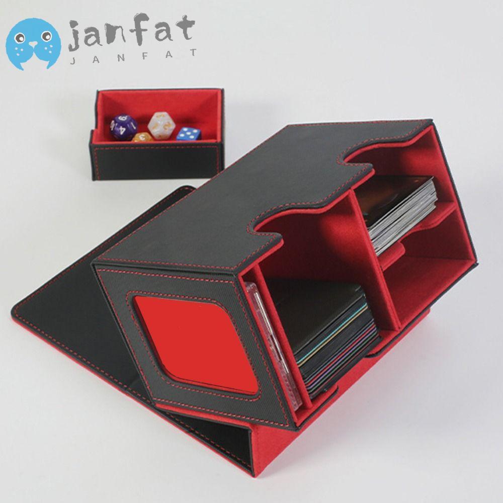 JANFAT Game MTG Trading Card Holder, PU Leather Collection Card Deck Box, Fashion Flannel Card Stacking Storage Box Children