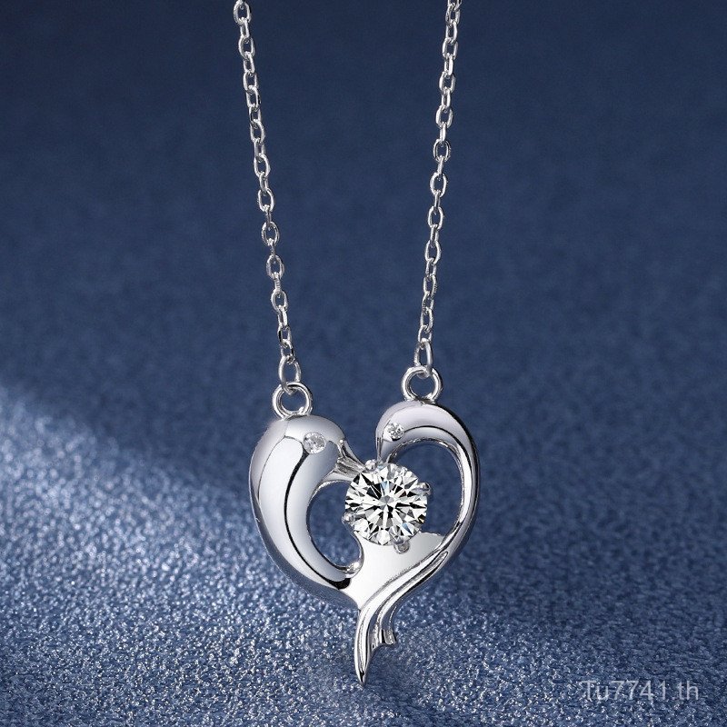 สร้อยคอมัวสันไดมอนด์ แบบไม่เหมือนใคร คล้องกระดูกไหปลาร้าเงินสเตอร์ลิง ออกแบบจากเกาหลี NTA5