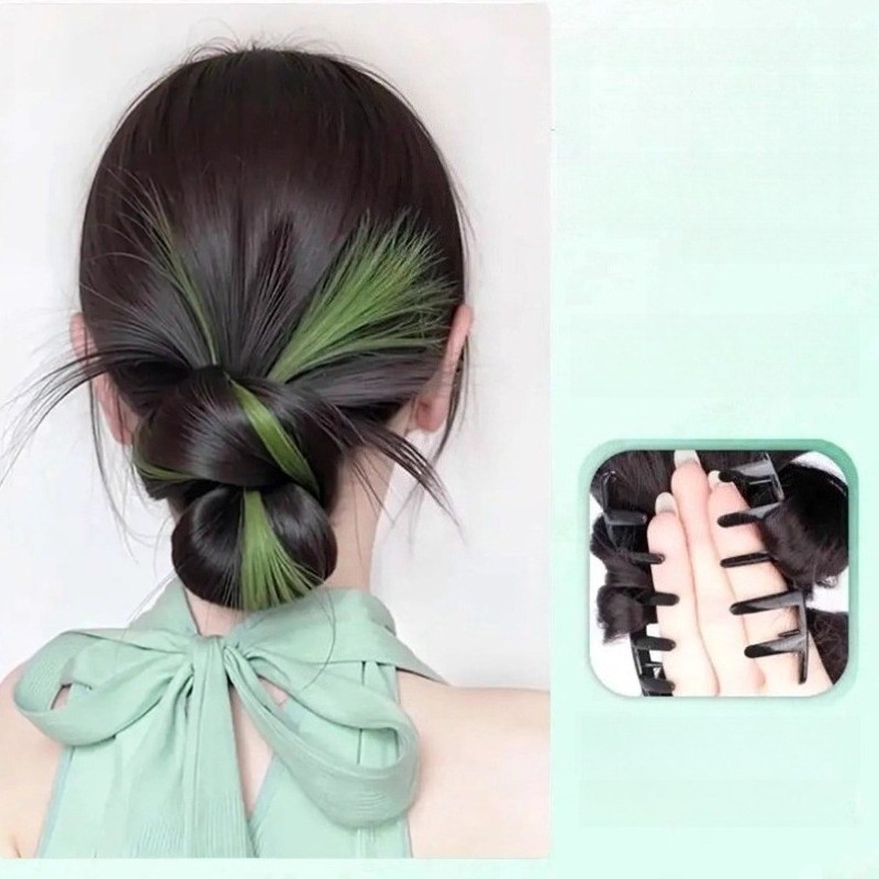 มวยผมเกาหลีสไตล์หวานเย็นสำหรับผู้หญิง พร้อมแฮร์พีซและแหวนผมสีสันสดใส - รูปที่ 2