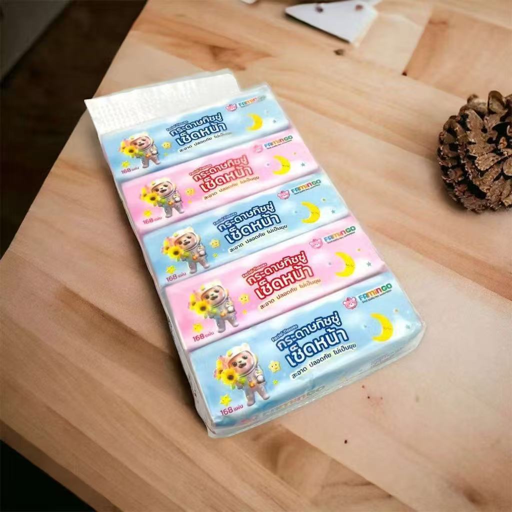 JIE HOME กระดาษเช็ดหน้า (5 ห่อ) – ยาวพิเศษและหนา ดีไซน์ 2 ชั้น นุ่มสบาย ราคาประหยัด