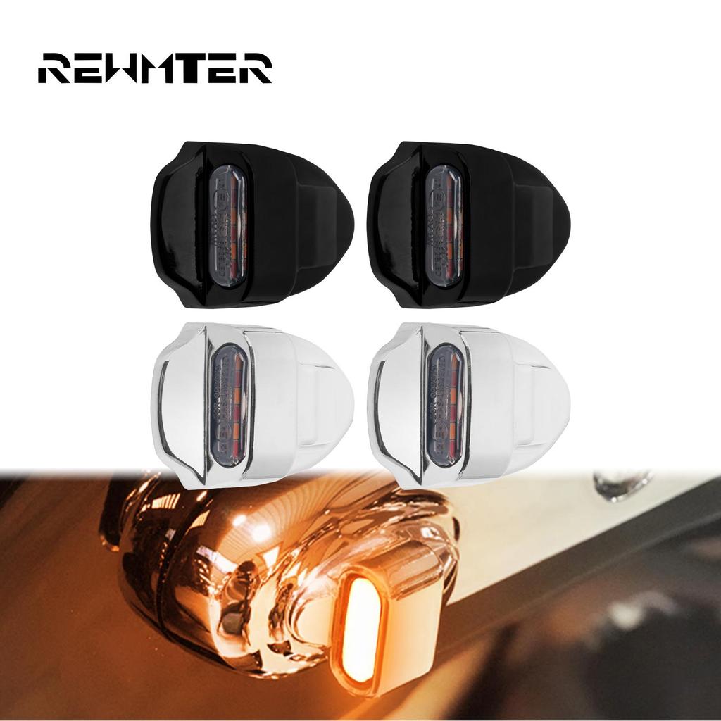 รถจักรยานยนต์สีดํา/Chrome ด้านหลัง Fender Strut ไฟเลี้ยว LED สําหรับ Harley Softail Fat Street Bob 00-25