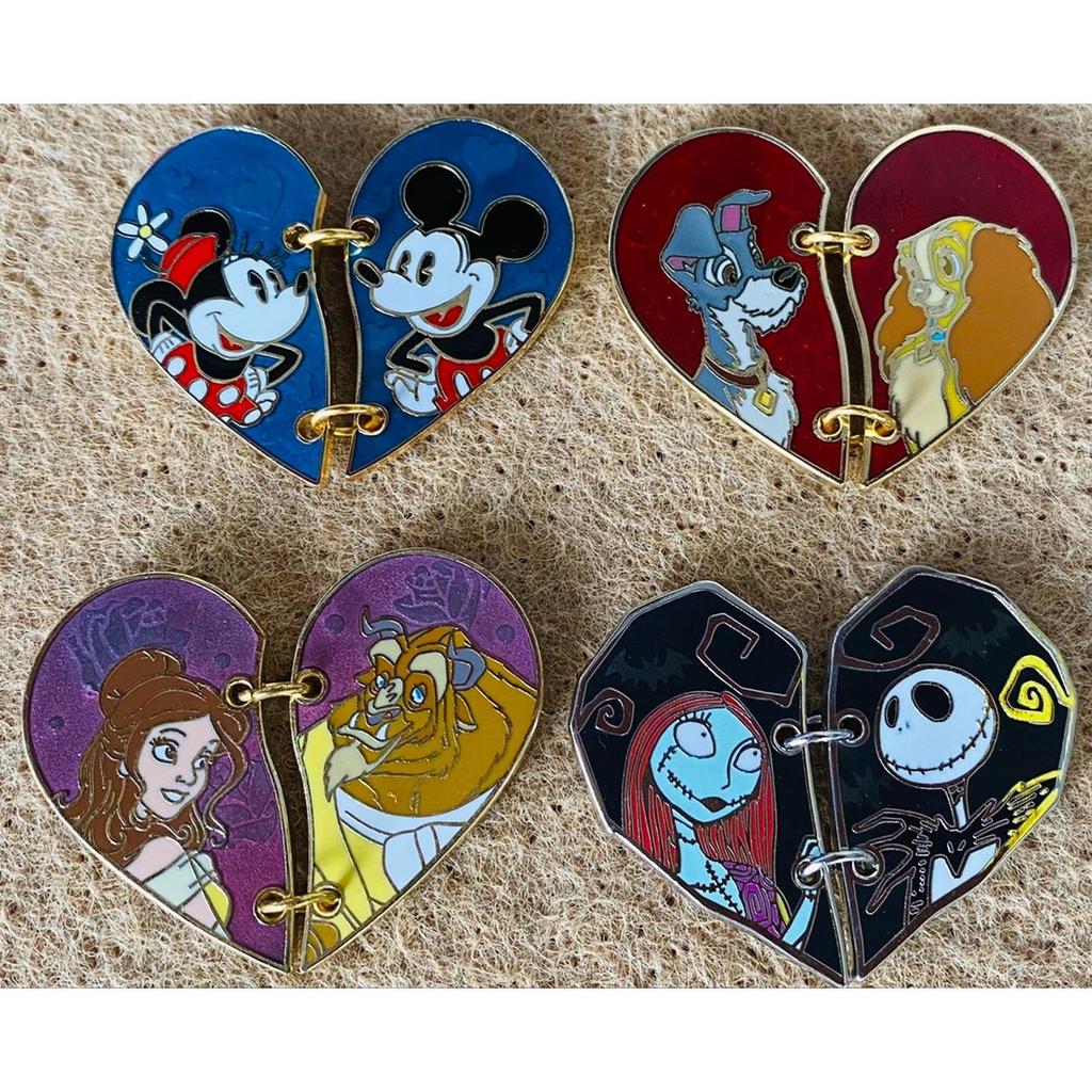 Disney Badge disney pin disney pin disney Medal Heart-Shaped Mickey Couple Style Beauty and the Wand