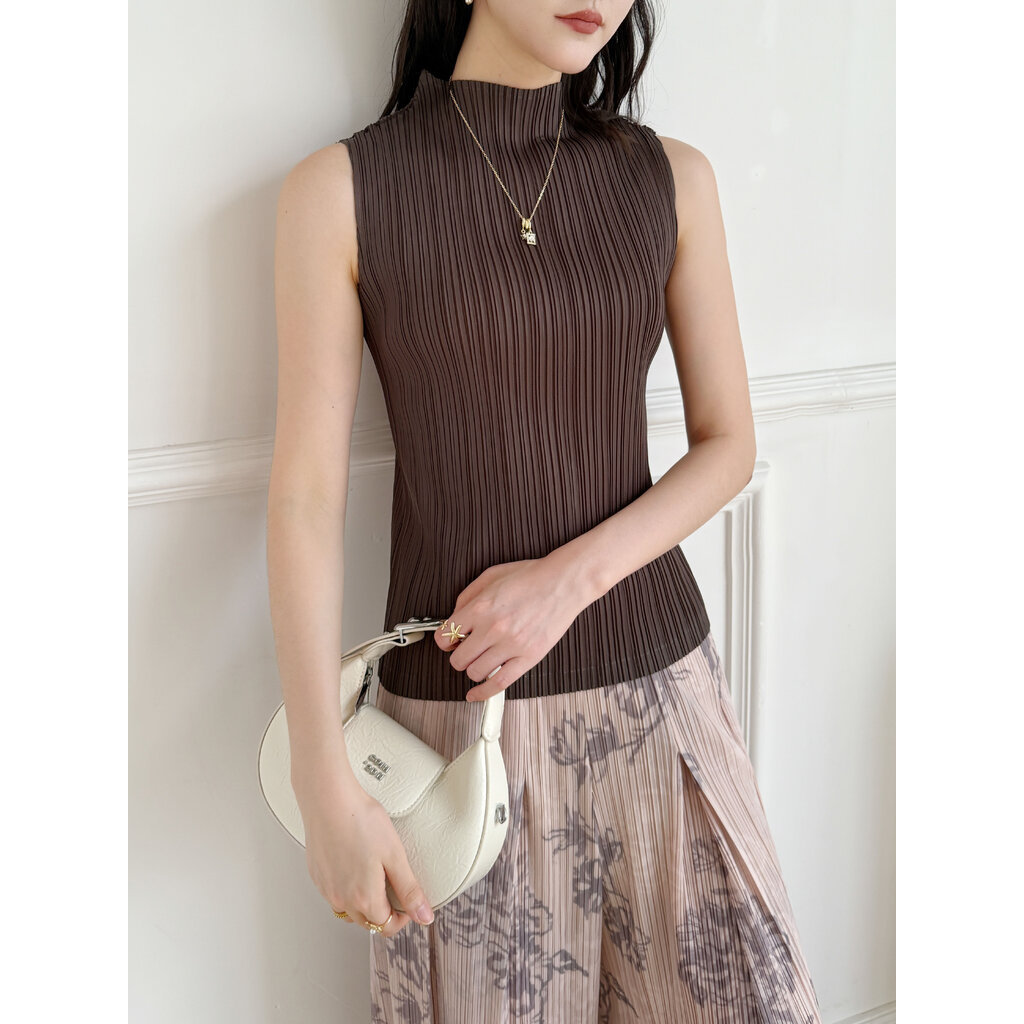 2MUAY BASIC รุ่น GJO7658 BASIC HIGH NECK PLEATED TOP เสื้ออัดพลีทงานคุณภาพ 22สี FREE SIZE