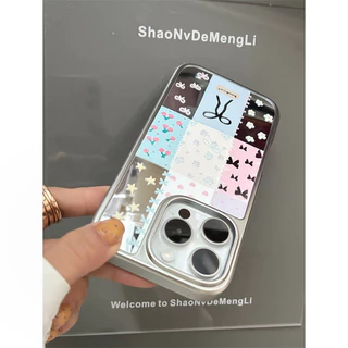 โบว์ดอกไม้แต่งหน้ากระจกเคสโทรศัพท์ Anti-Fall สําหรับ iPhone 16 Promax 15 Promax 11 12 13 14plus 15plus 16e 16plus 15pro