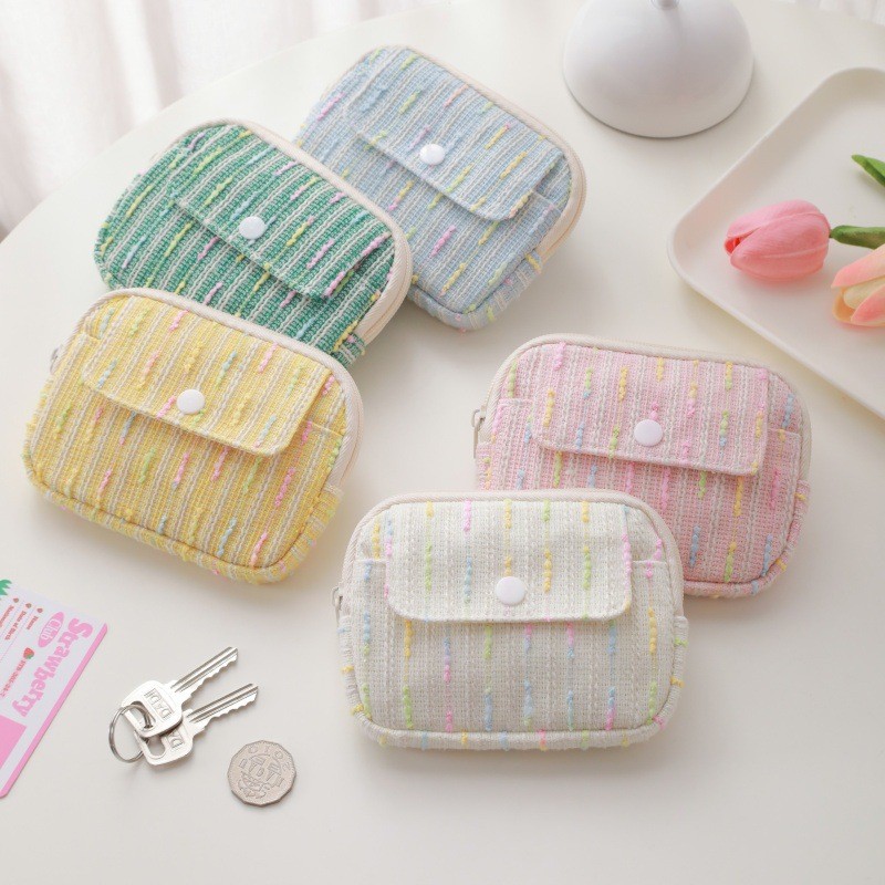 8. ราคาต่ํา Seckill Xiaoxiang Style Simple Portable Storage Bag Quilted Cute Soft Cotton Coin Purse 