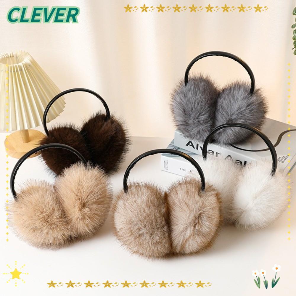CLEVER ที่ปิดหูกันหนาว ผ้ากํามะหยี่ขนนิ่ม พับได้ สีพื้น สําหรับผู้หญิง กันลม อบอุ่น ปิดหูกันหนาว Ear Muff