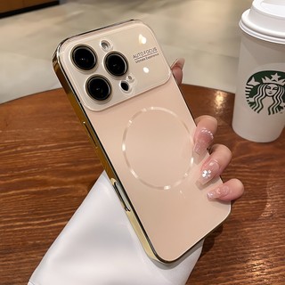 เคสแม่เหล็กชุบด้านหรูหราสําหรับ iPhone 16 Pro 15 14 Pro max Camera Protector ฝาครอบกันกระแทก