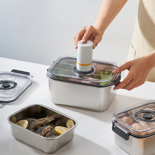 304 สแตนเลสกล่องเก็บของสดในครัวเรือนผักผลไม้แช่เย็นปิดผนึกกล…