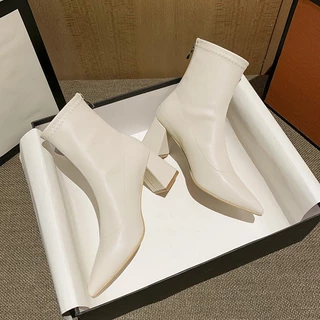 martin boots รองเท้าบูทแฟชั่นส้นสูง มีปลายแหลม สำหรับผู้หญิง