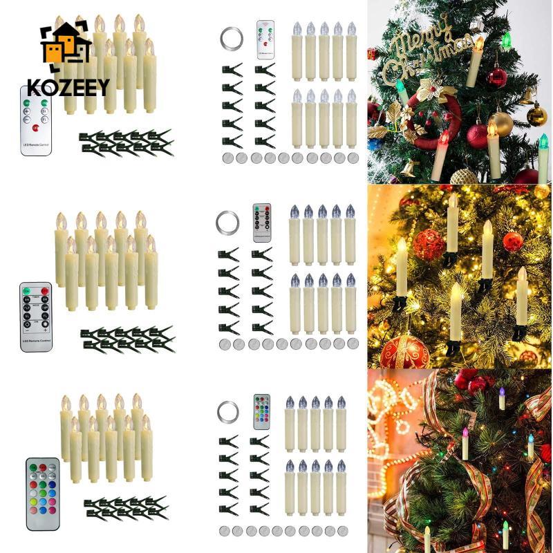 KOZEEY 10x LED Taper เทียน Flameless Taper เทียนไฟฟ้าเทียนสําหรับคริสต์มาสสํานักงานเทศกาลตกแต่ง