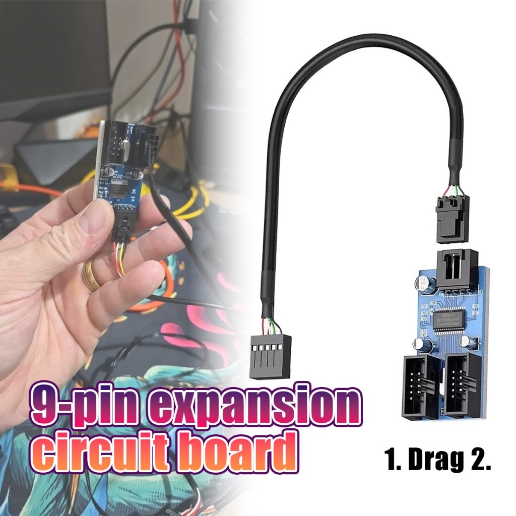 รับคูปองก่อนสั่ง！ สายยาว30CM usb 9 pin splitter สำหรับอุปกรณ์เสริม USB Header Splitter หัวเป็น1ออก2 วัสดุที่ดี