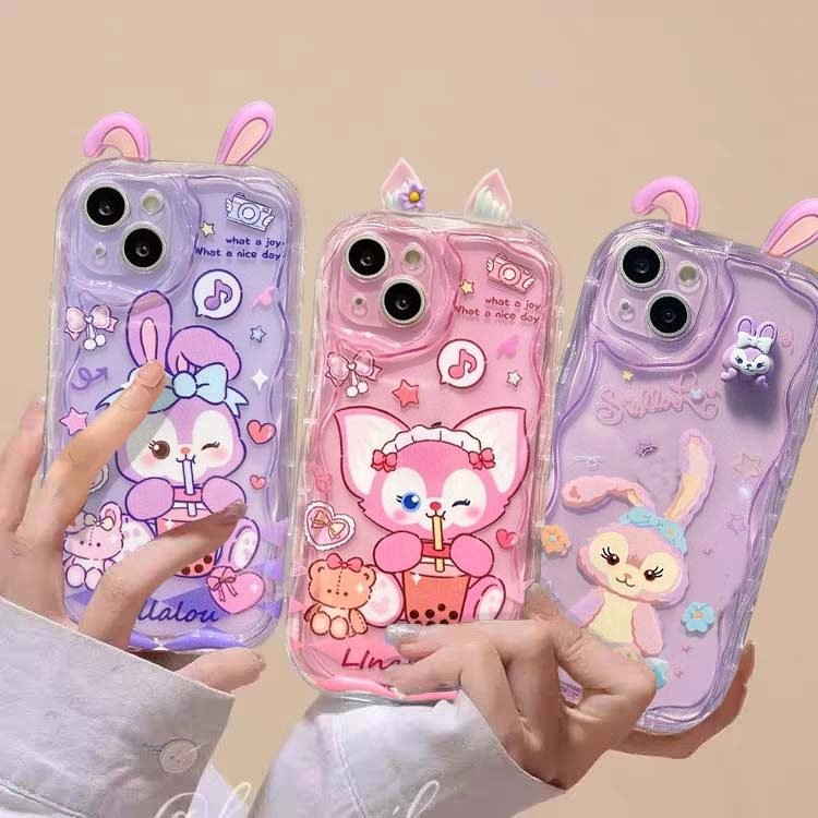 3D หู StellaLou LinaBell เคสโทรศัพท์สําหรับ Samsung Galaxy S23 Ultra S21 Plus S23FE S21FE S20FE F06 