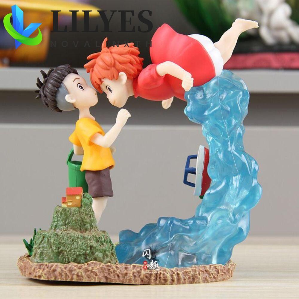 LILYES Ponyo บน Cliff รูป, PVC ตุ๊กตาการ์ตูน Sousky Seagal รูป, ของเล่นเด็ก Kawaii Gk รูปปั้น Ponyo 