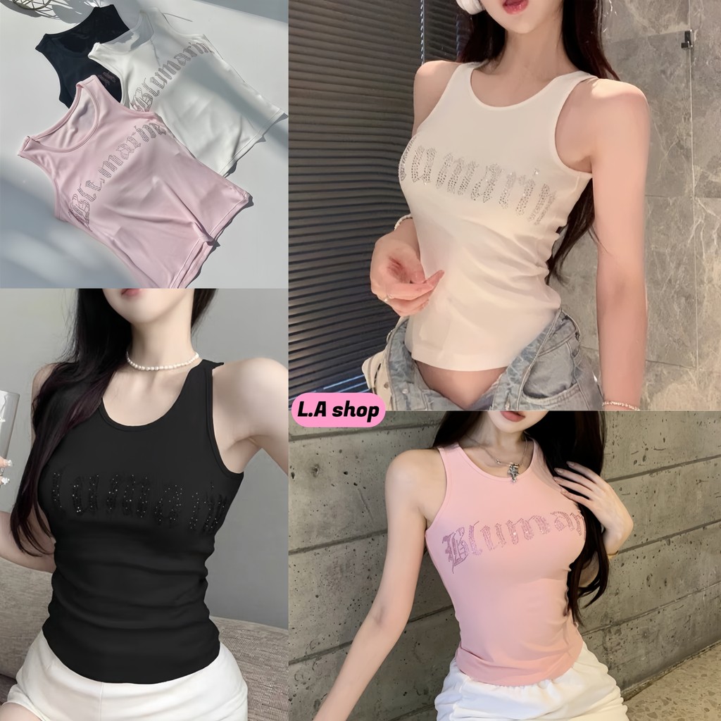 L.A Shop★เสื้อคุณภาพดี เสื้อแขนสั้น แขนกุด มีฟองน้ำ ทรงรัดพอดี ผ้าใส่สบาย หลายสี "FY1251"